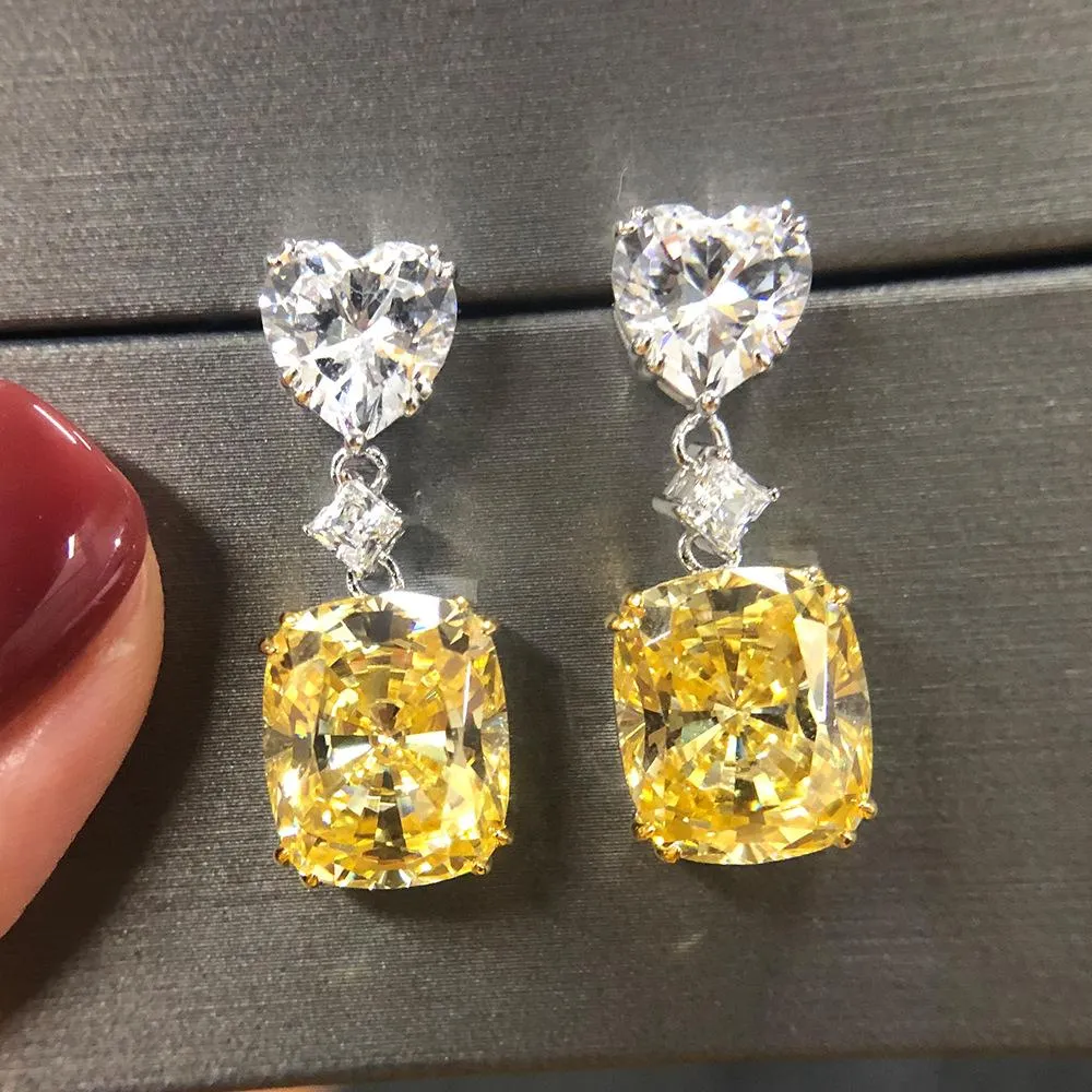 Elegant Cushion Cut Drop Earrings