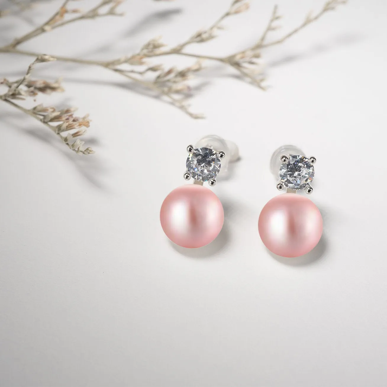 Elegant Freshwater Semi Round Pearl Earrings WE00419