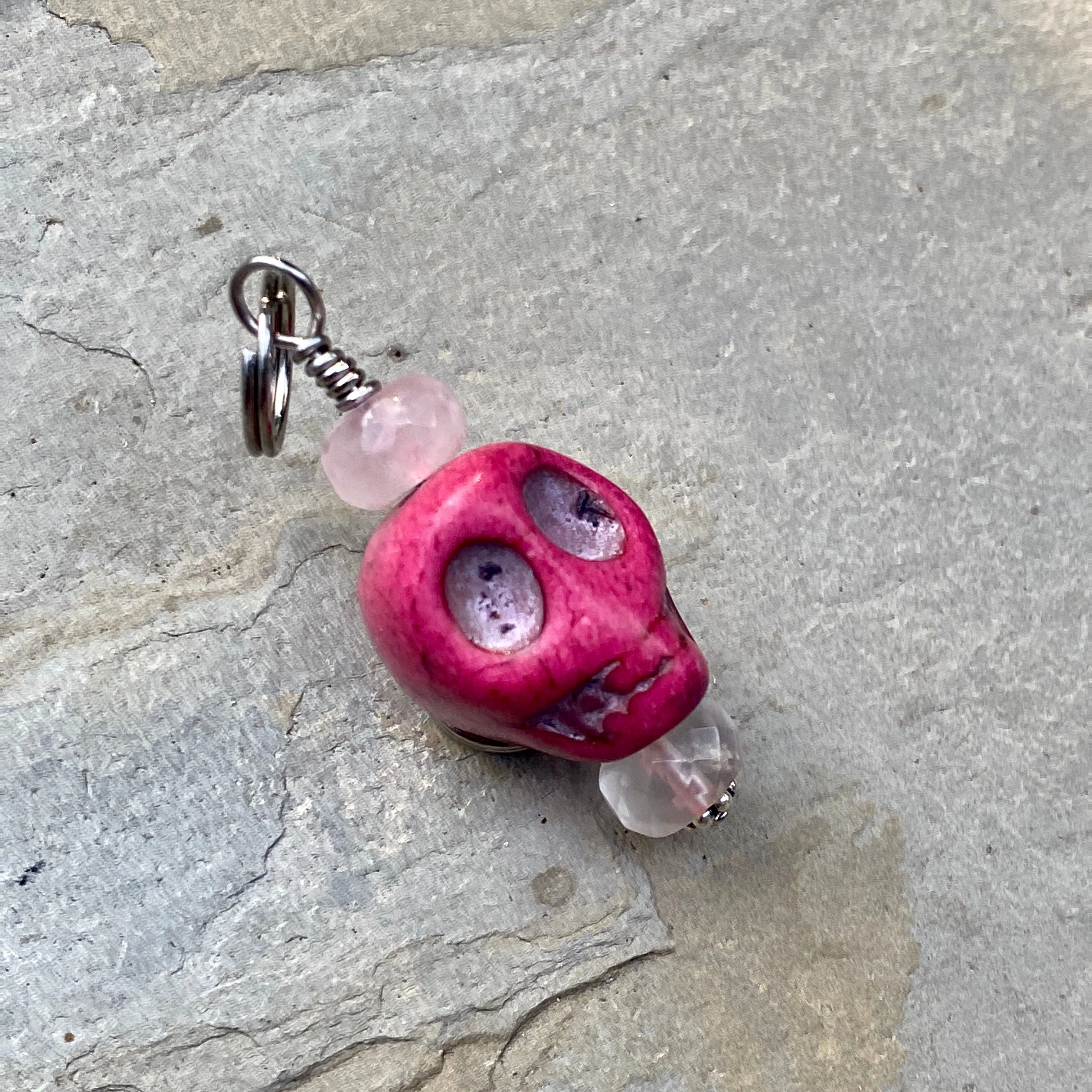 Elegant Gemstone Skull Pet Charm for collar