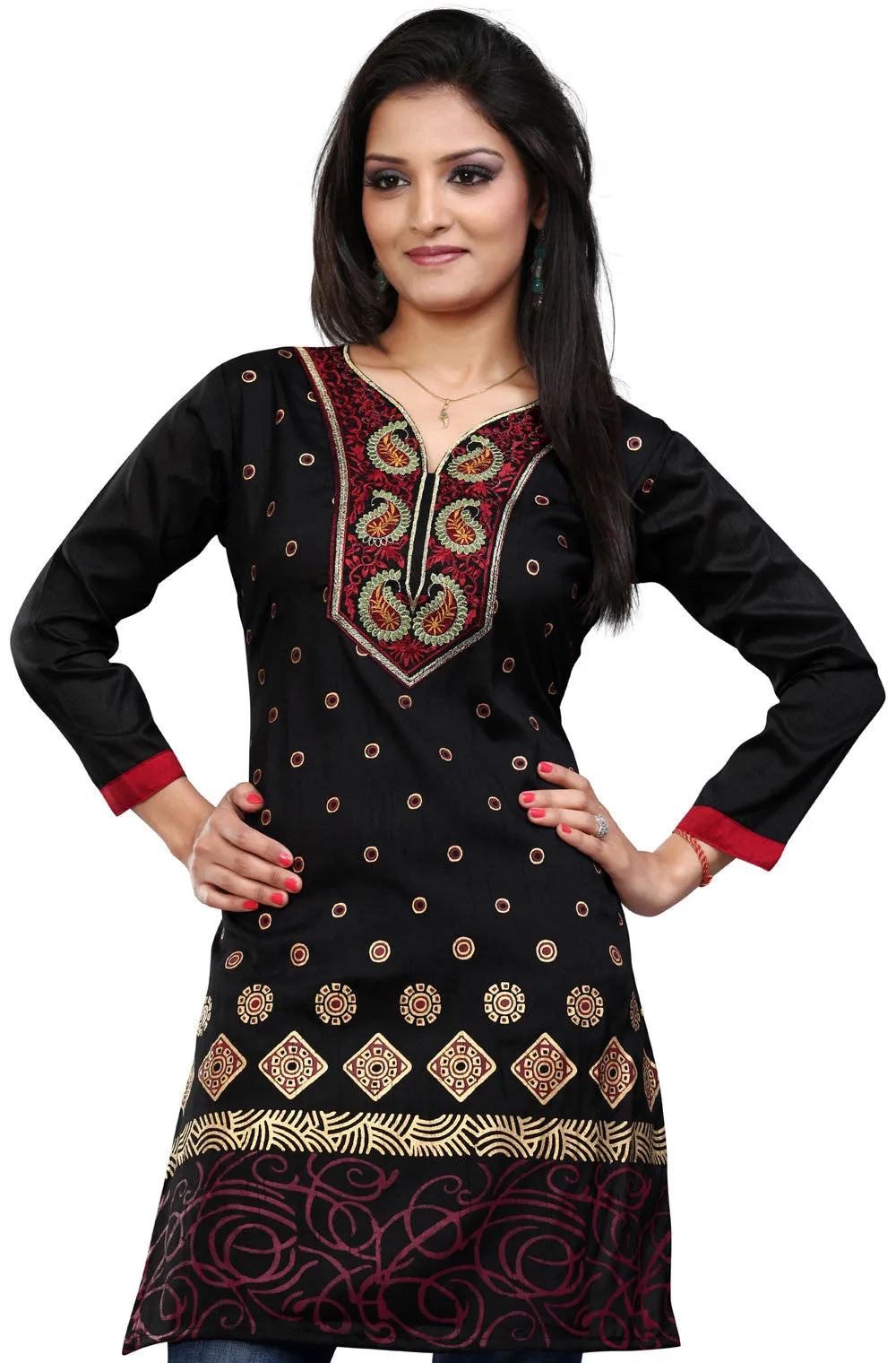 Elegant Indian Black Short Kurti for Women