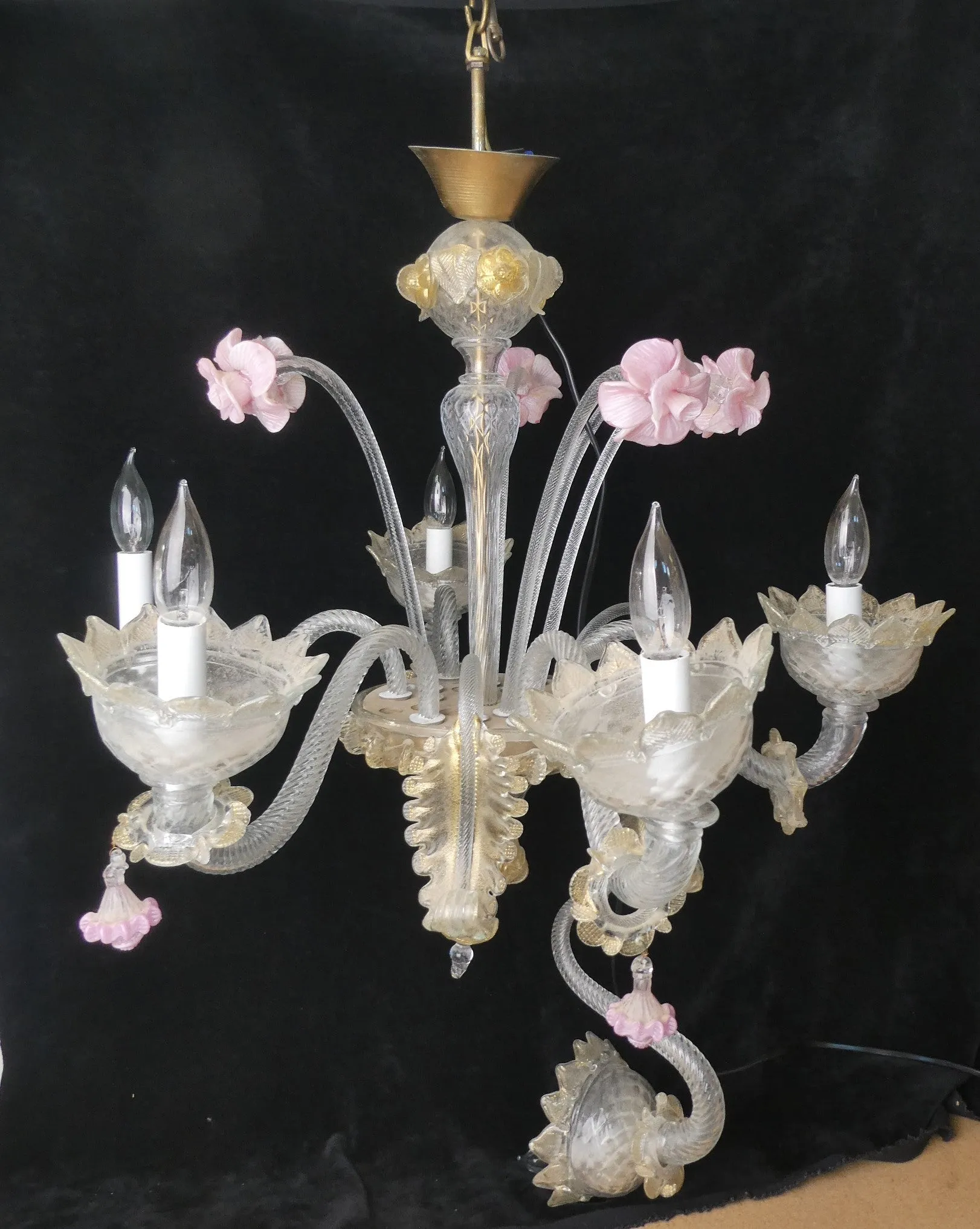 Elegant Murano Glass Chandelier - Needs some repairs