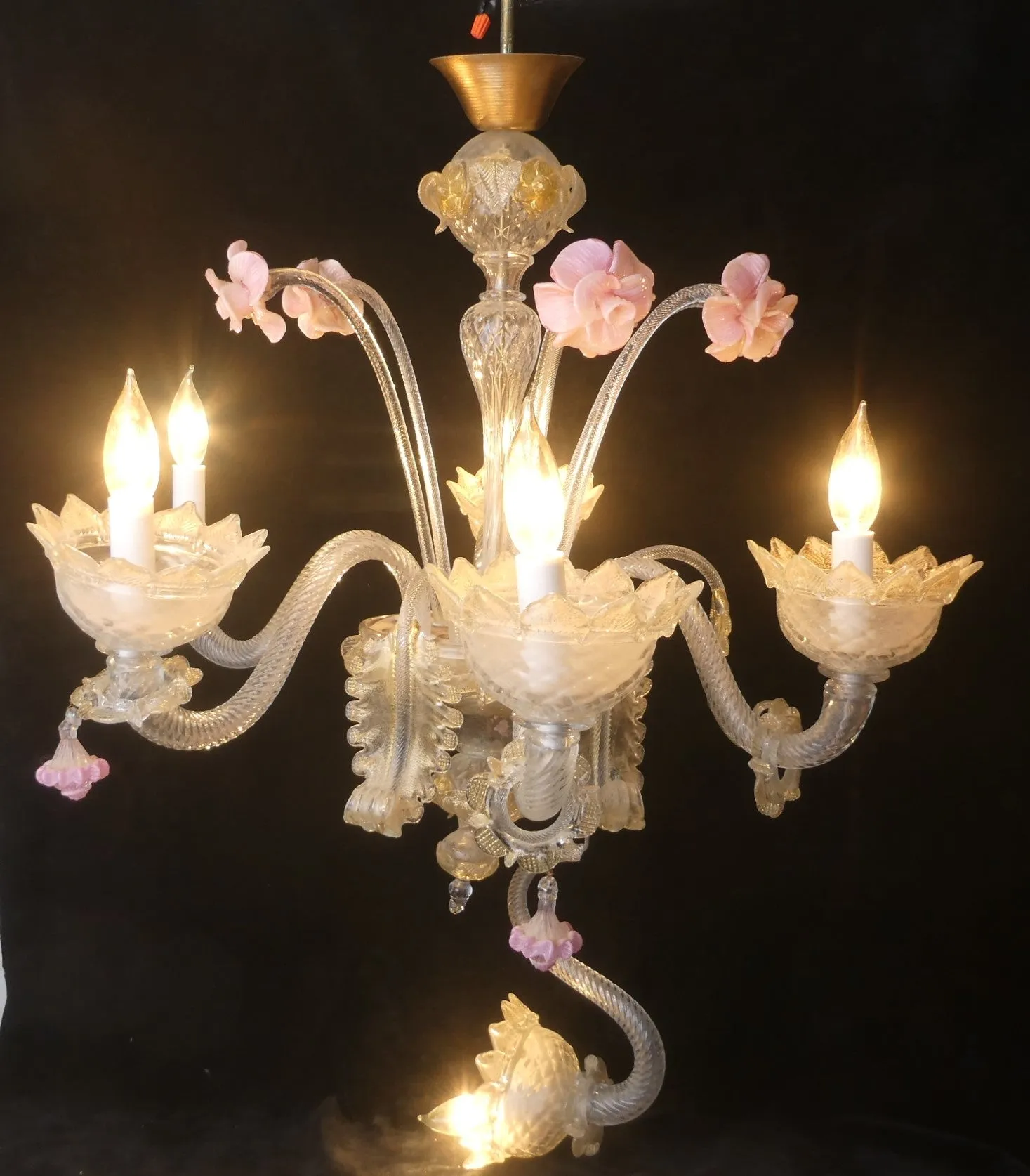 Elegant Murano Glass Chandelier - Needs some repairs