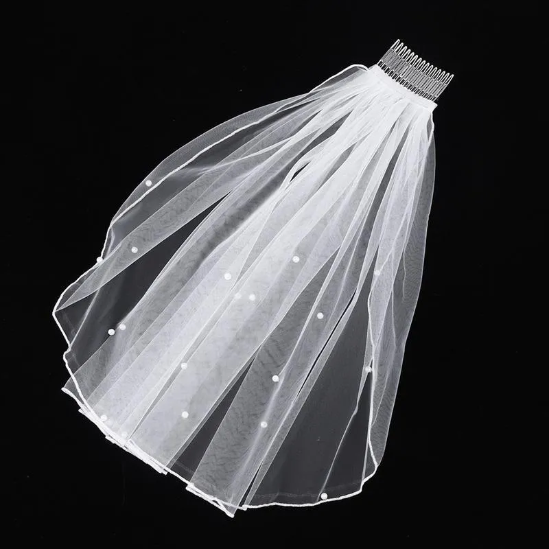 Elegant Pearl Wedding Veil with Comb