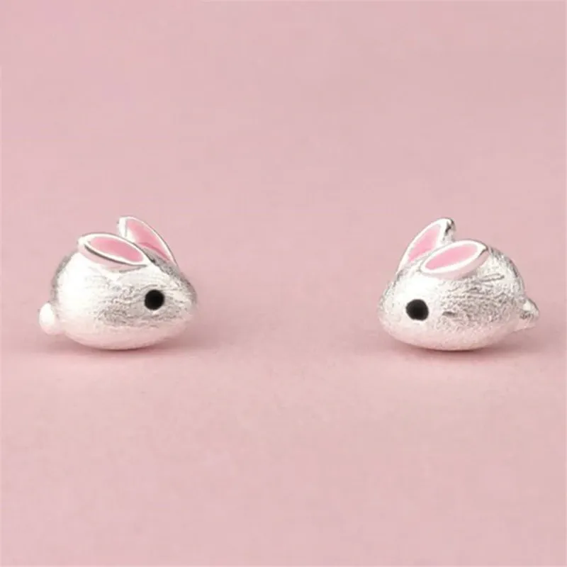 Elegant Pure S925 Silver Bunny Earrings