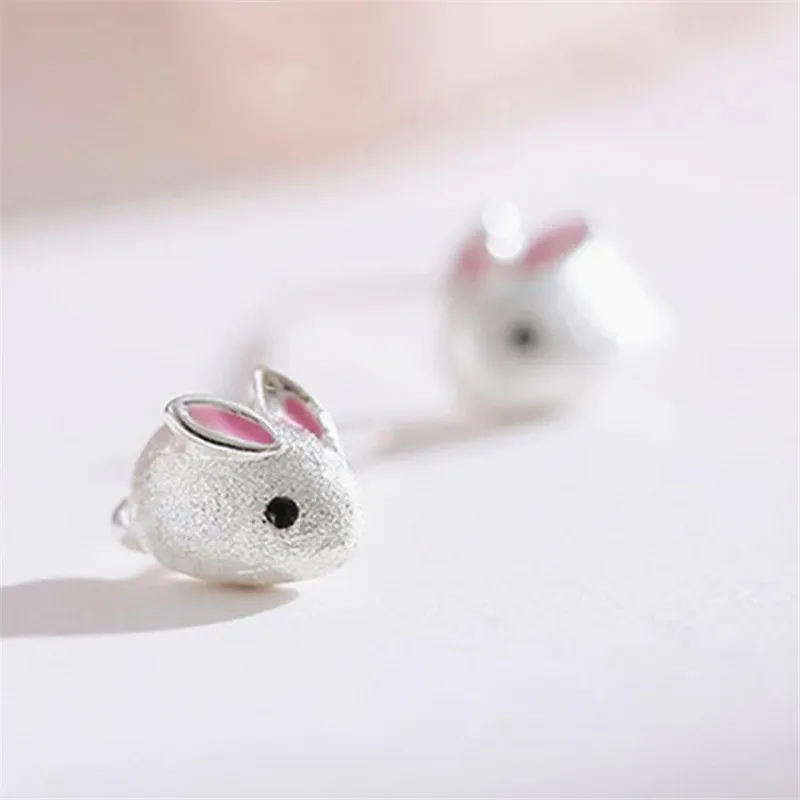 Elegant Pure S925 Silver Bunny Earrings