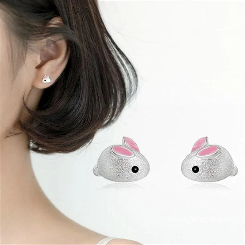 Elegant Pure S925 Silver Bunny Earrings