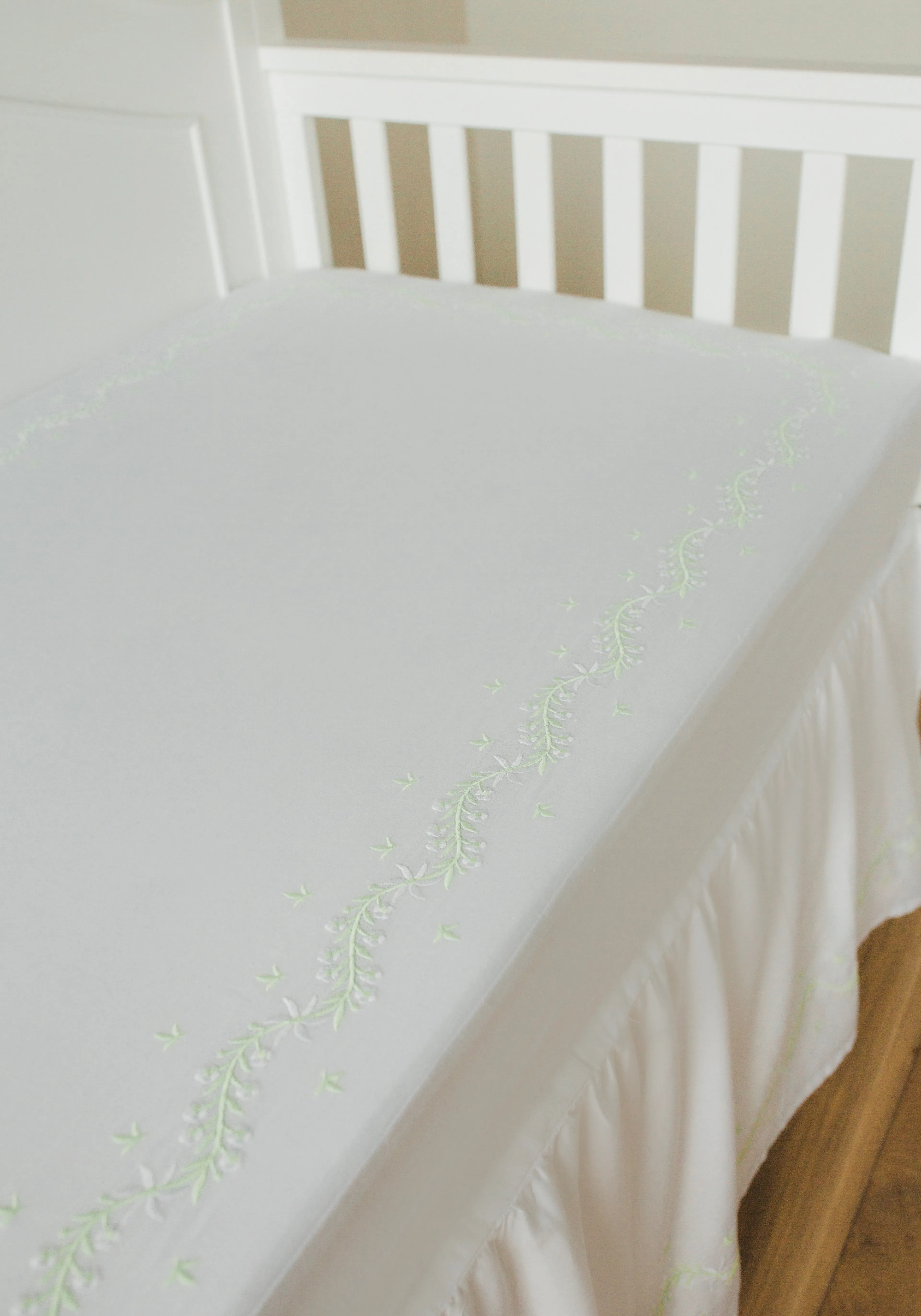 Embroidered Crib Sheet - Meadow