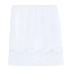 Embroidered Crib Skirt - Sky