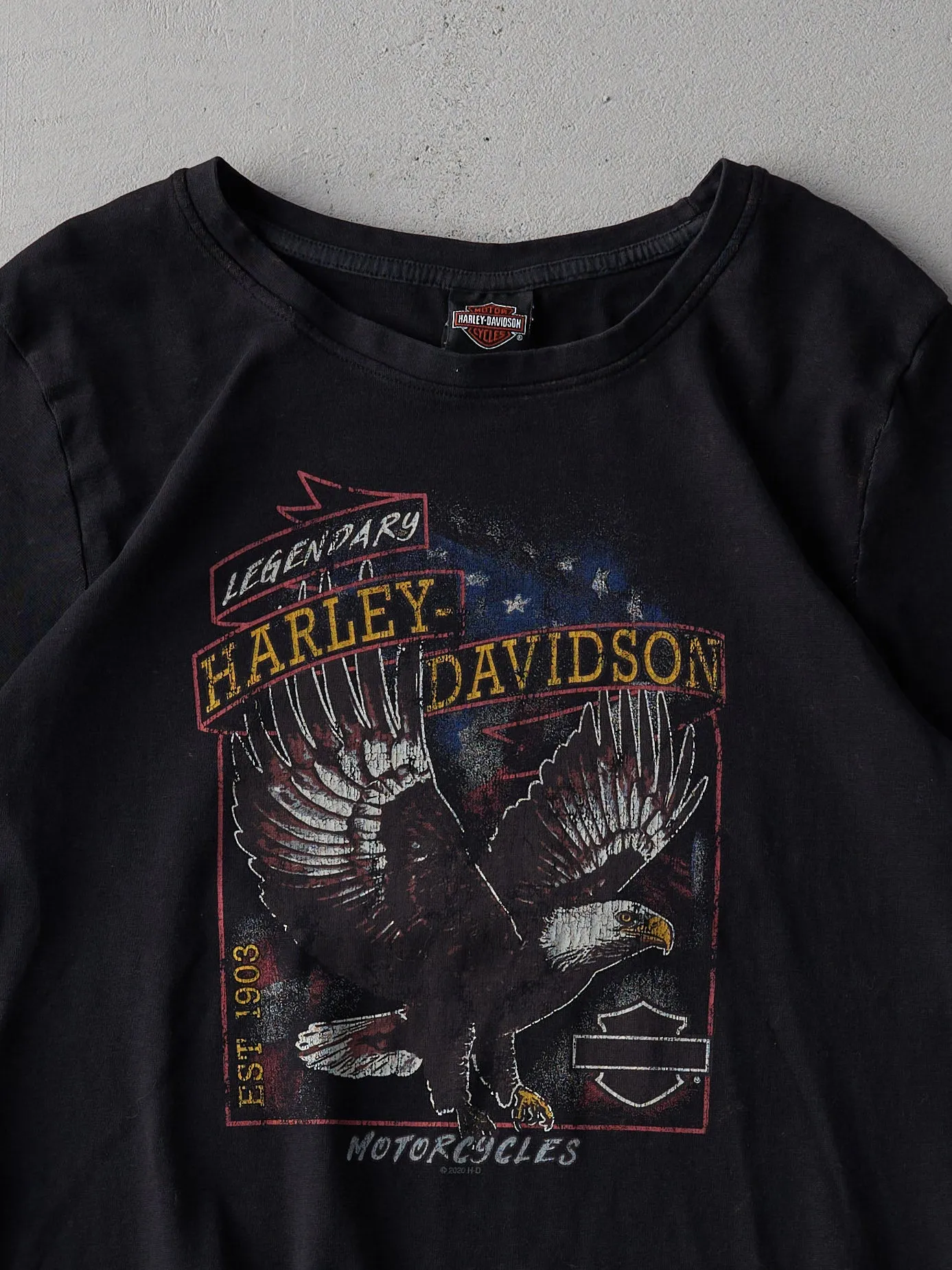 Faded Black Olympia Washington Harley Davidson Tee (M)