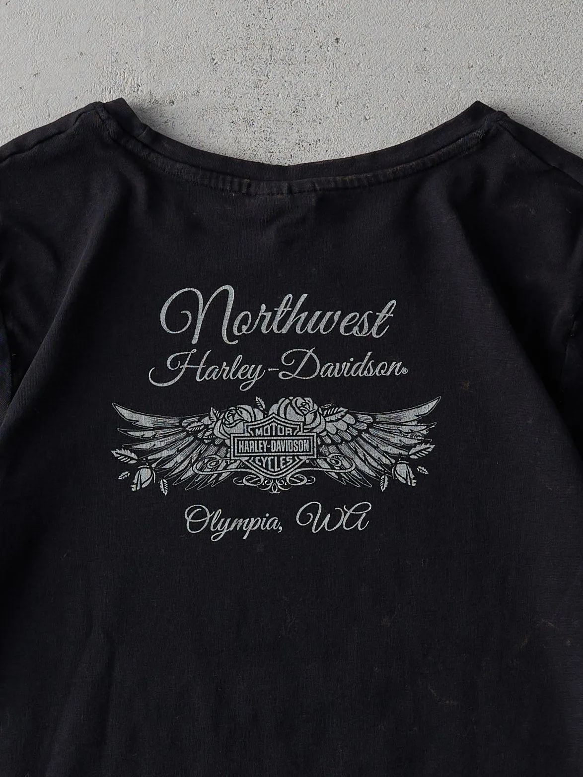 Faded Black Olympia Washington Harley Davidson Tee (M)