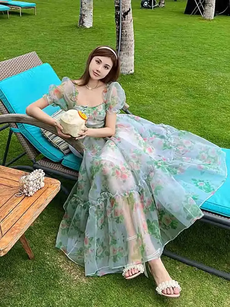 Fairy-Like Elegant Floral Midi Dress