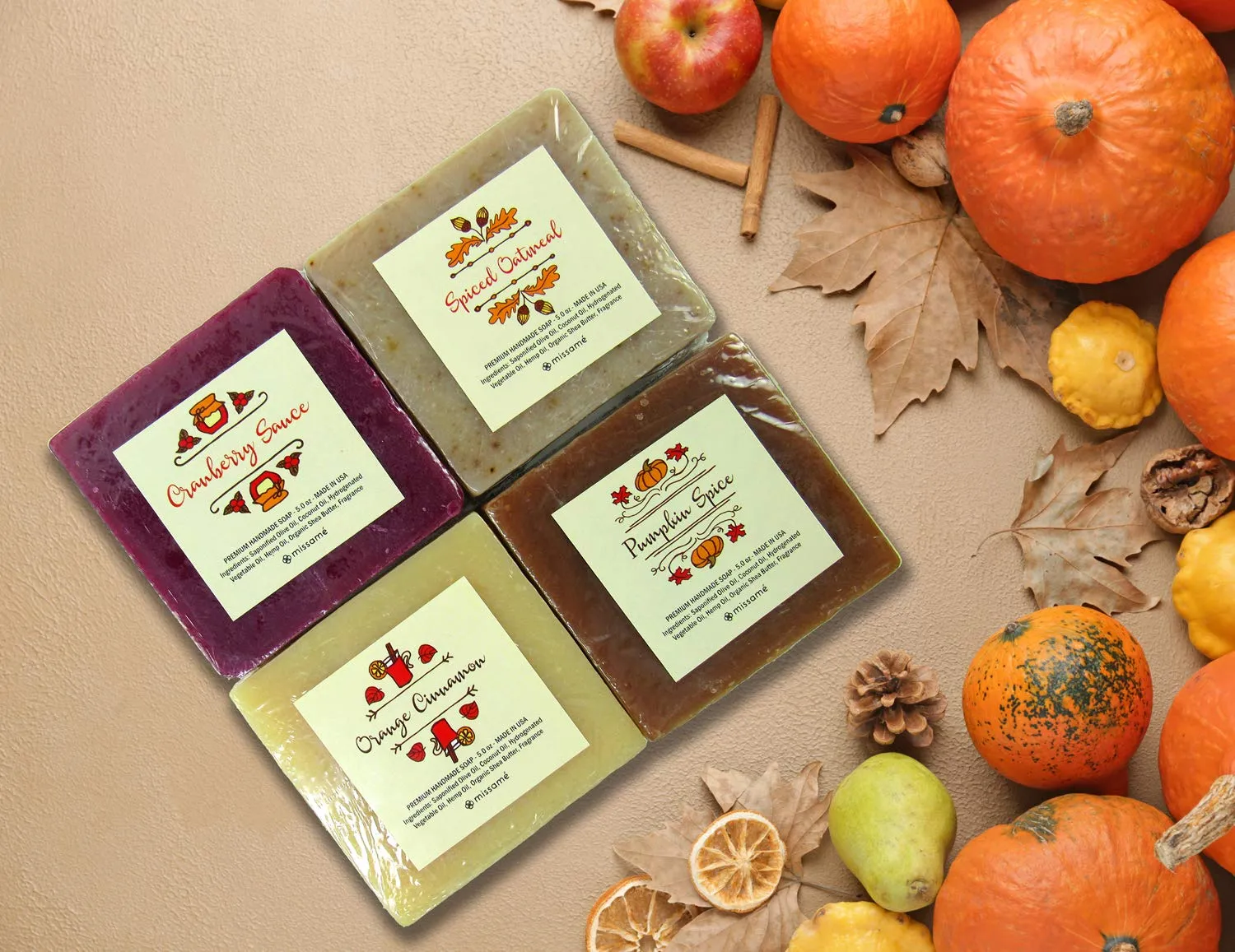 Fall Harvest Scented Handmade Bar Soap Gift Set