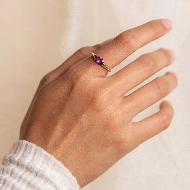 Fashion High-quality Amethyst  Luxury Ring