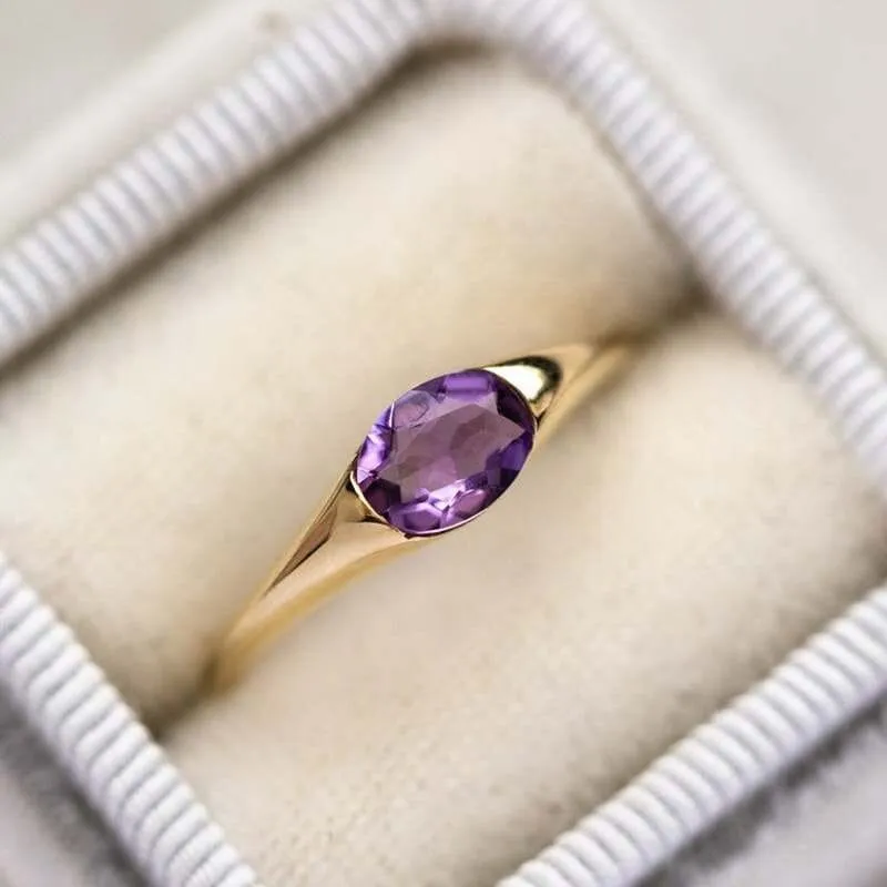 Fashion High-quality Amethyst  Luxury Ring