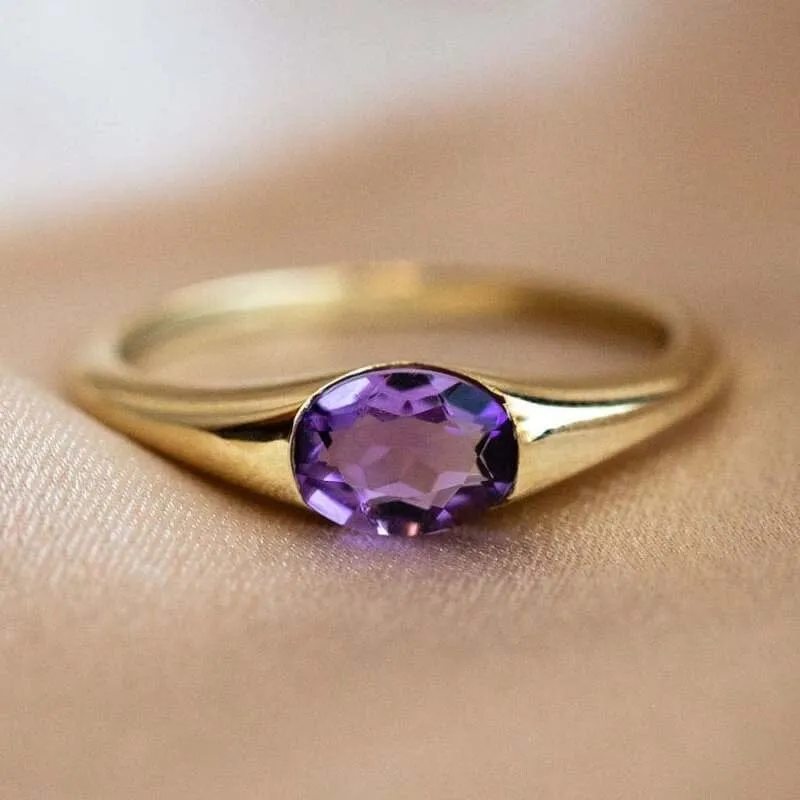 Fashion High-quality Amethyst  Luxury Ring