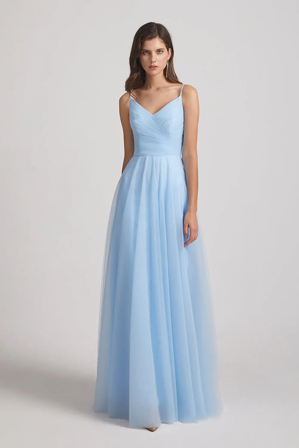 Floor Length Tulle Formal Dresses with Spaghetti Straps (AF0036)