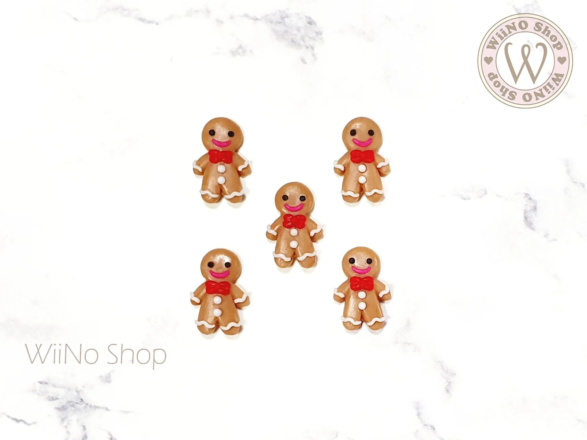 Gingerbread Man 3D Handmade Nail Art Charm - 2 pcs