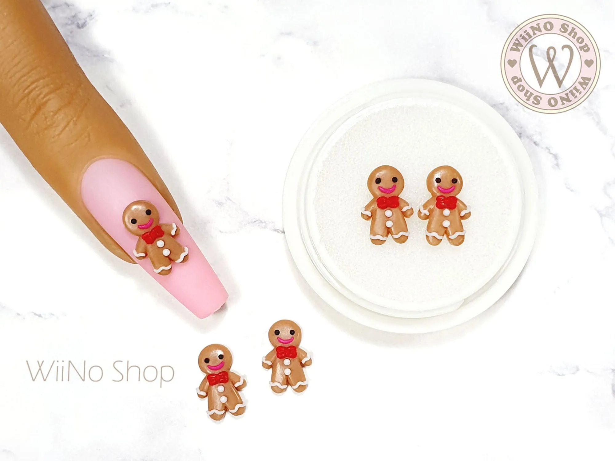 Gingerbread Man 3D Handmade Nail Art Charm - 2 pcs