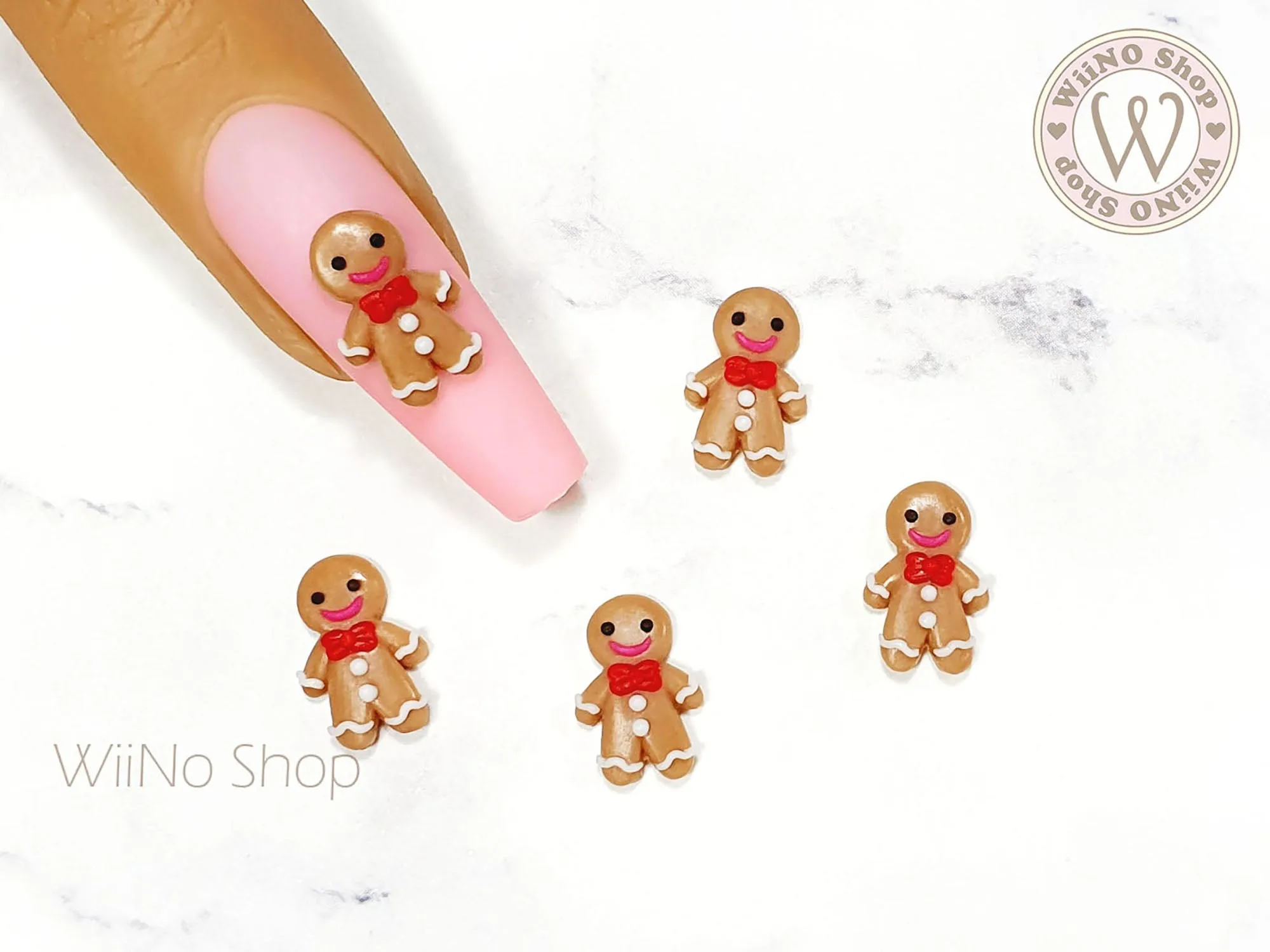 Gingerbread Man 3D Handmade Nail Art Charm - 2 pcs