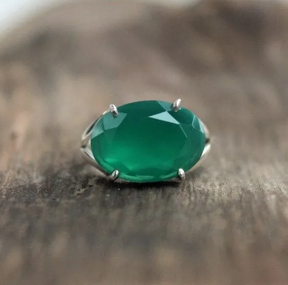 Green Onyx 925 Solid Sterling Silver Handmade Statement Ring