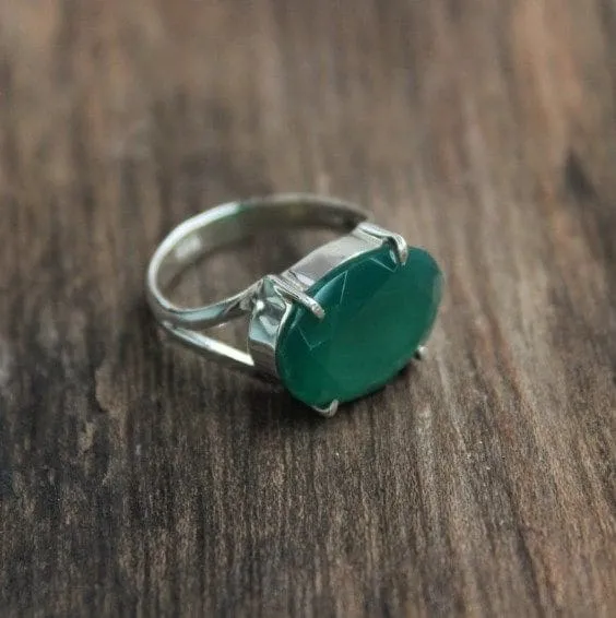 Green Onyx 925 Solid Sterling Silver Handmade Statement Ring