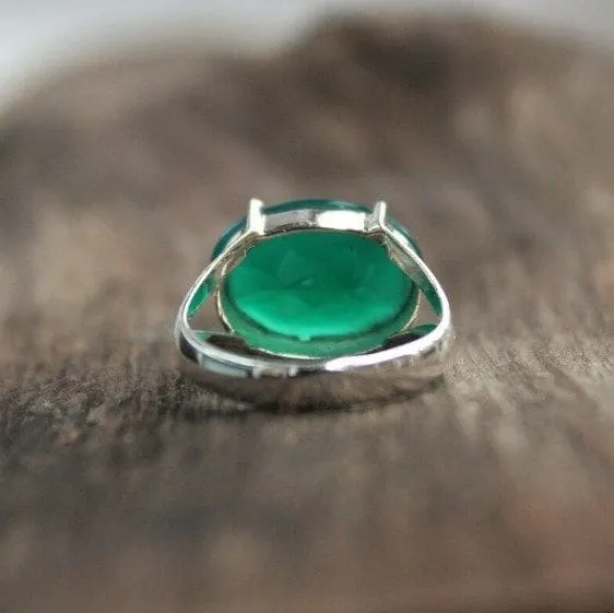 Green Onyx 925 Solid Sterling Silver Handmade Statement Ring