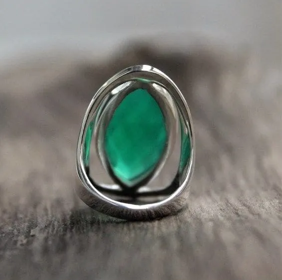 Green Onyx Handmade 925 Sterling Silver Boho Ring