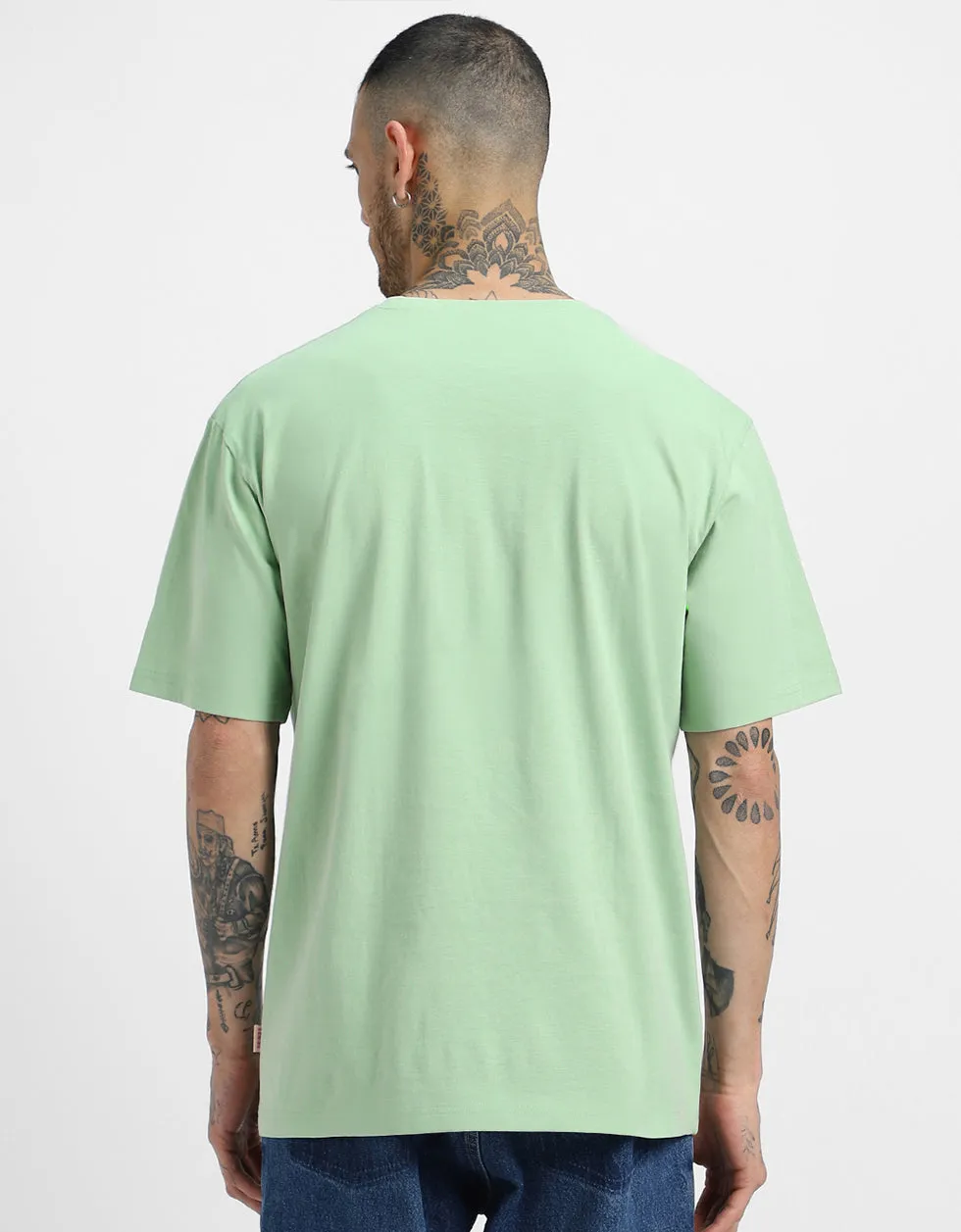 Green Solid Oversized Tshirt