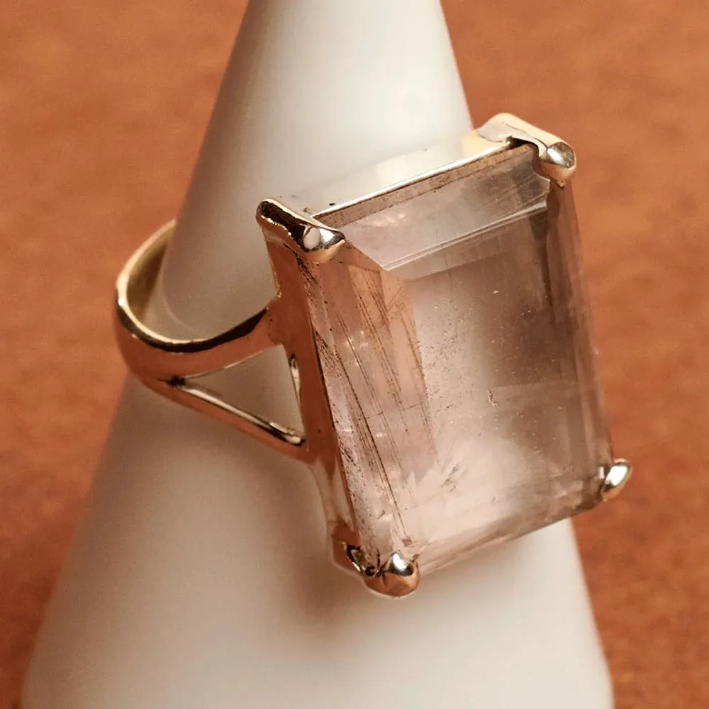 Handmade Cocktail Rose Quartz Ring