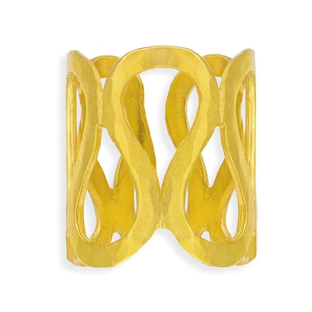 Handmade Gold Plated Silver Hammered Ring Roadway