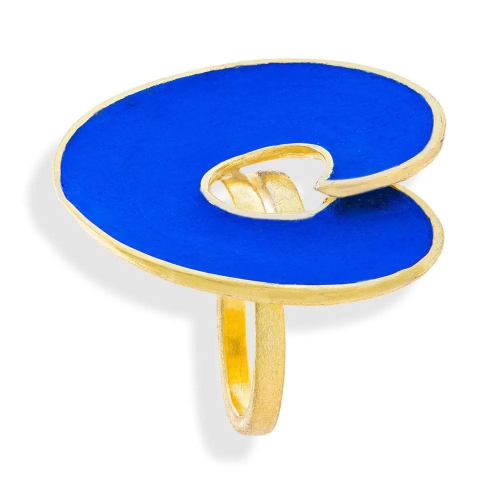 Handmade Gold Plated Silver Royal Blue Spiral Ring