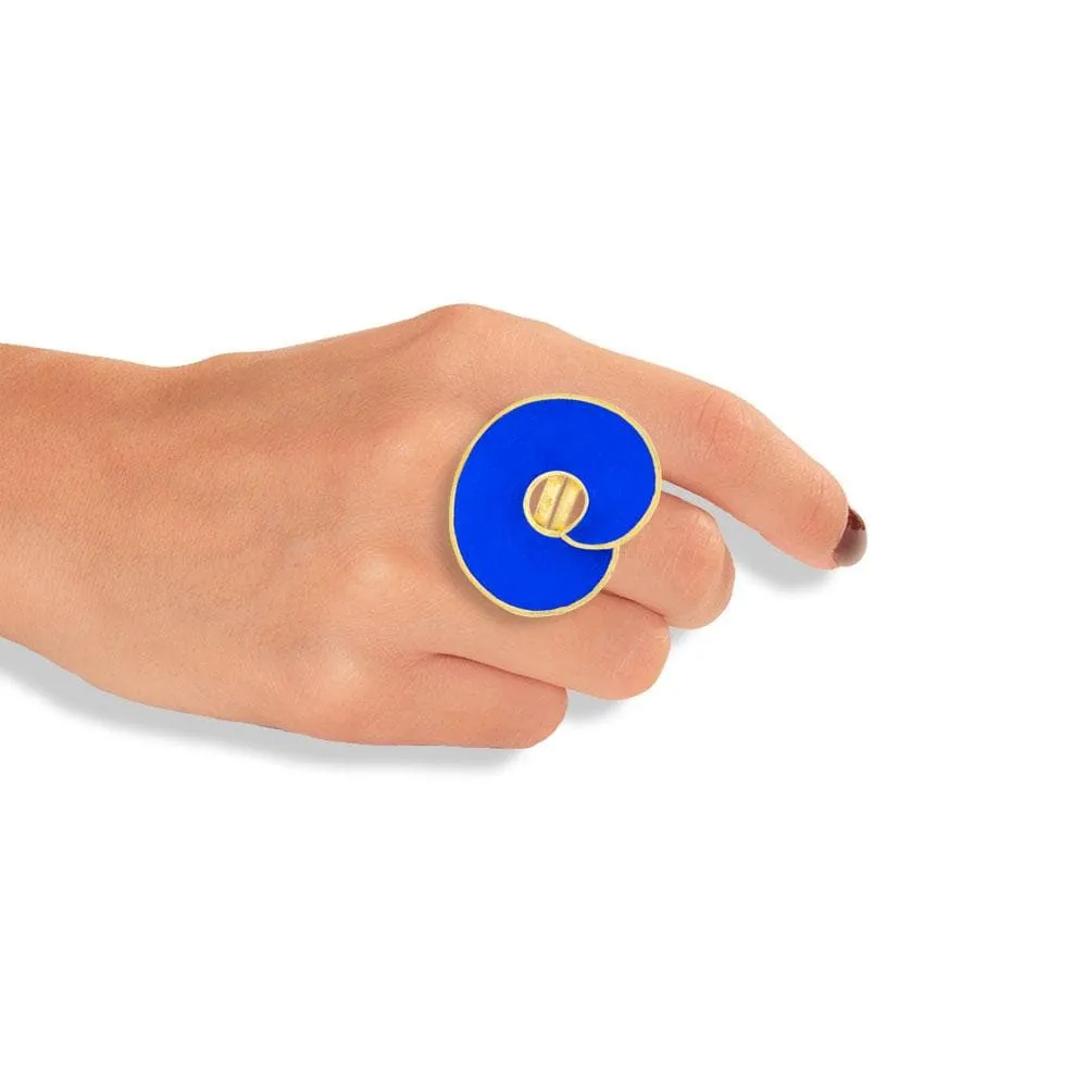 Handmade Gold Plated Silver Royal Blue Spiral Ring