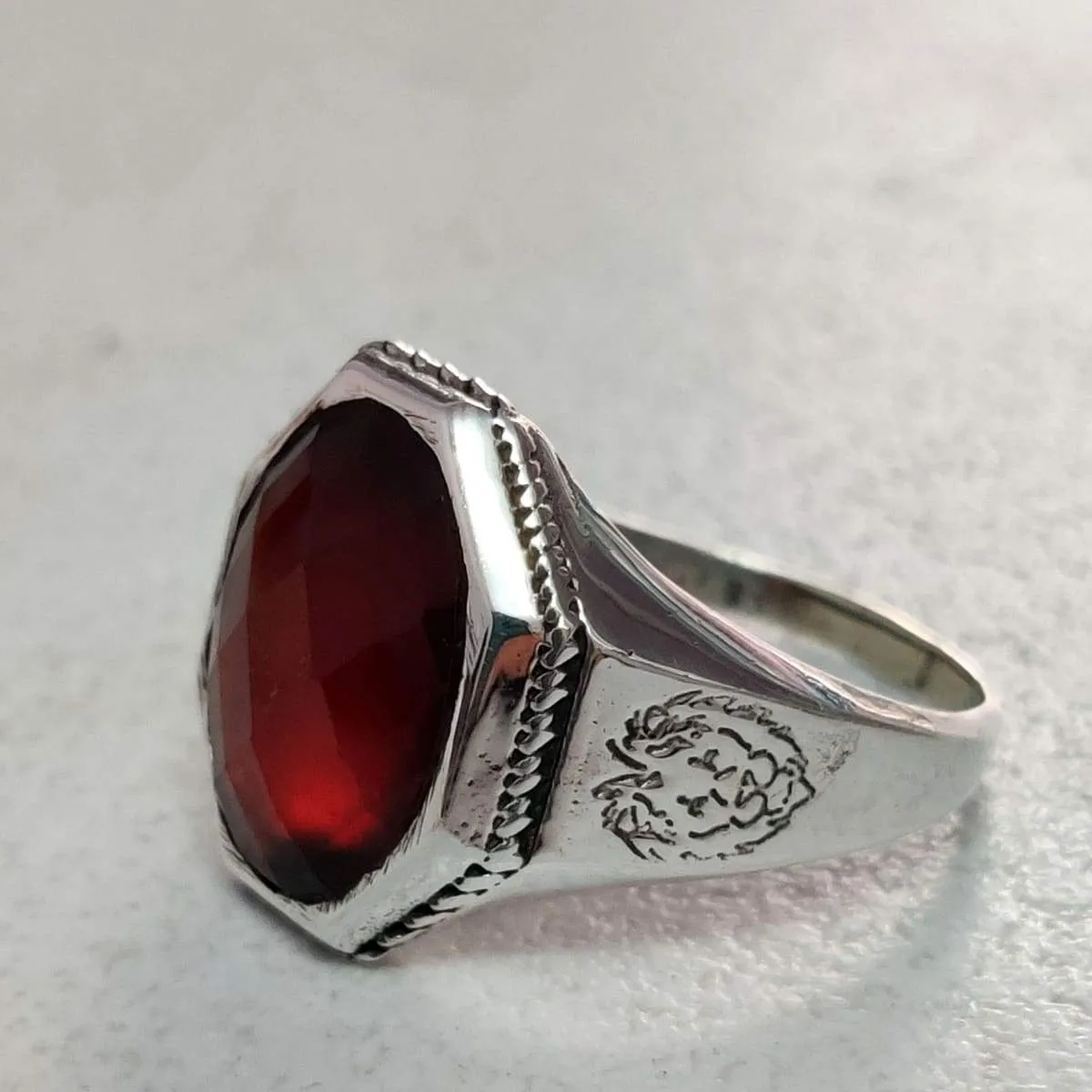 Handmade Hessonite Garnet Ring