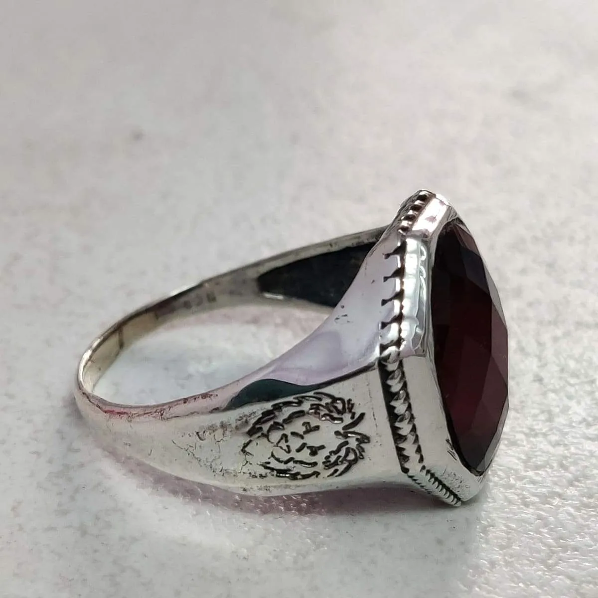 Handmade Hessonite Garnet Ring