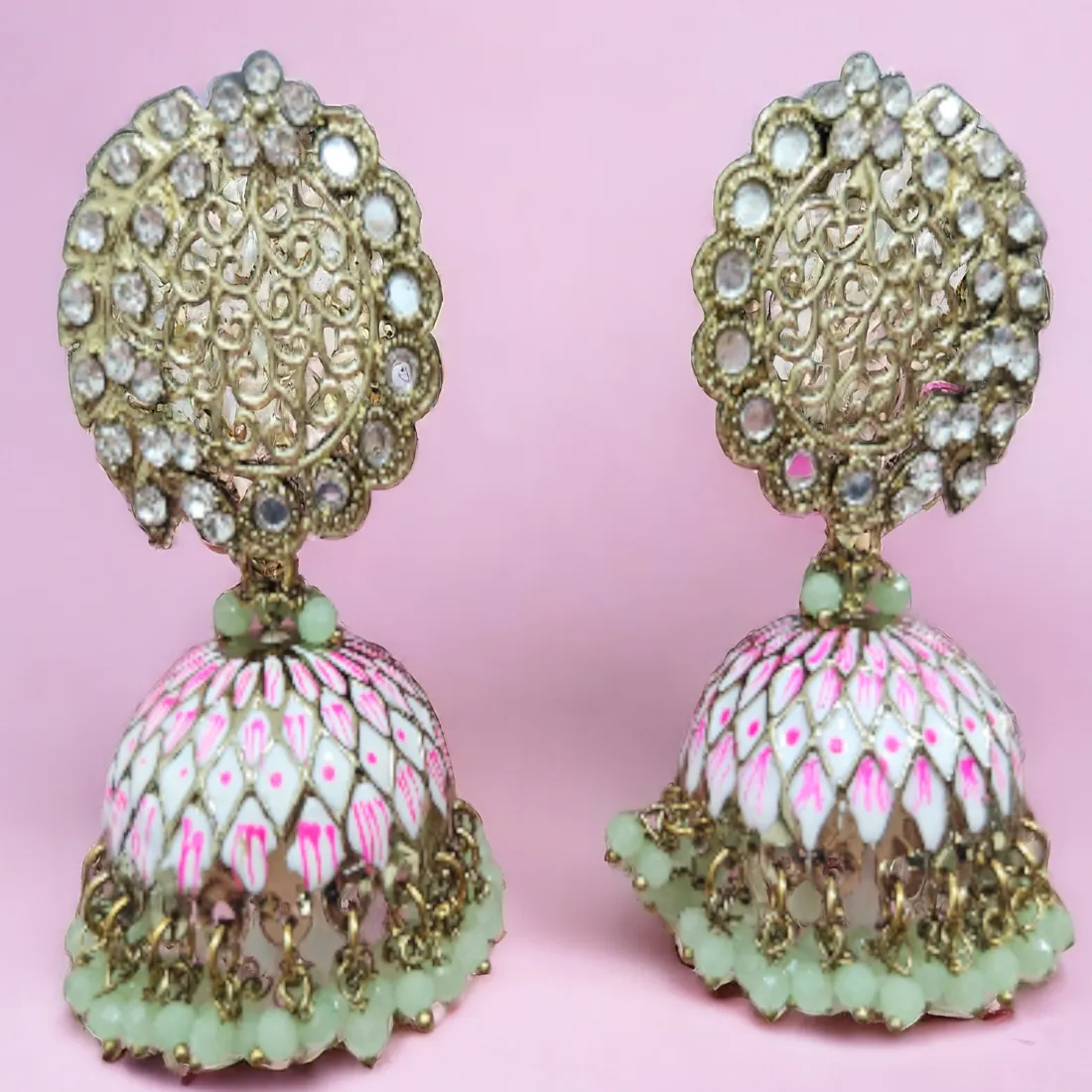 Handmade Meenakari Jhumka-4 Colors