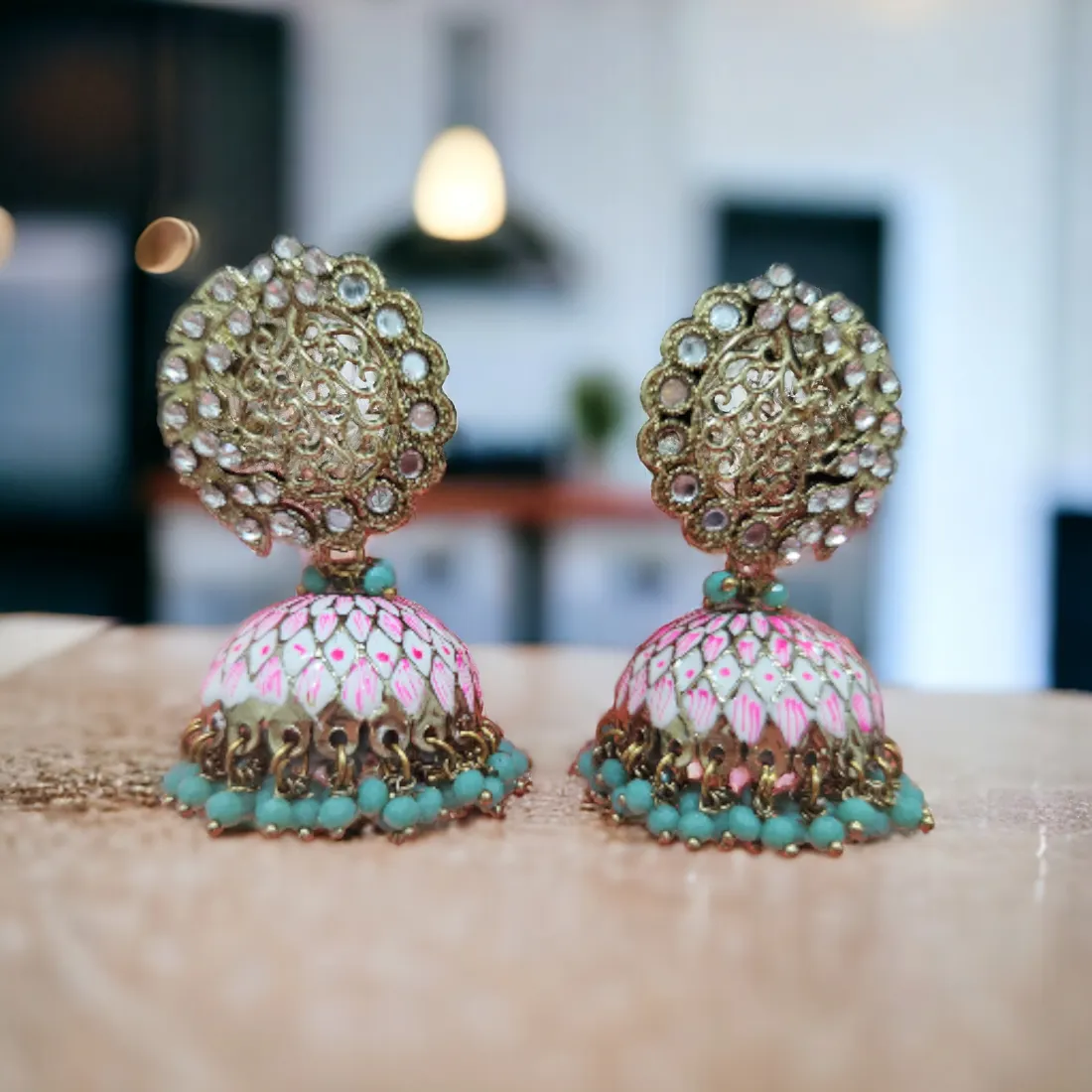 Handmade Meenakari Jhumka-4 Colors