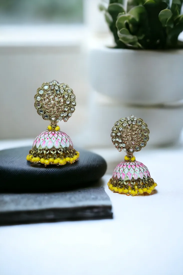 Handmade Meenakari Jhumka-4 Colors