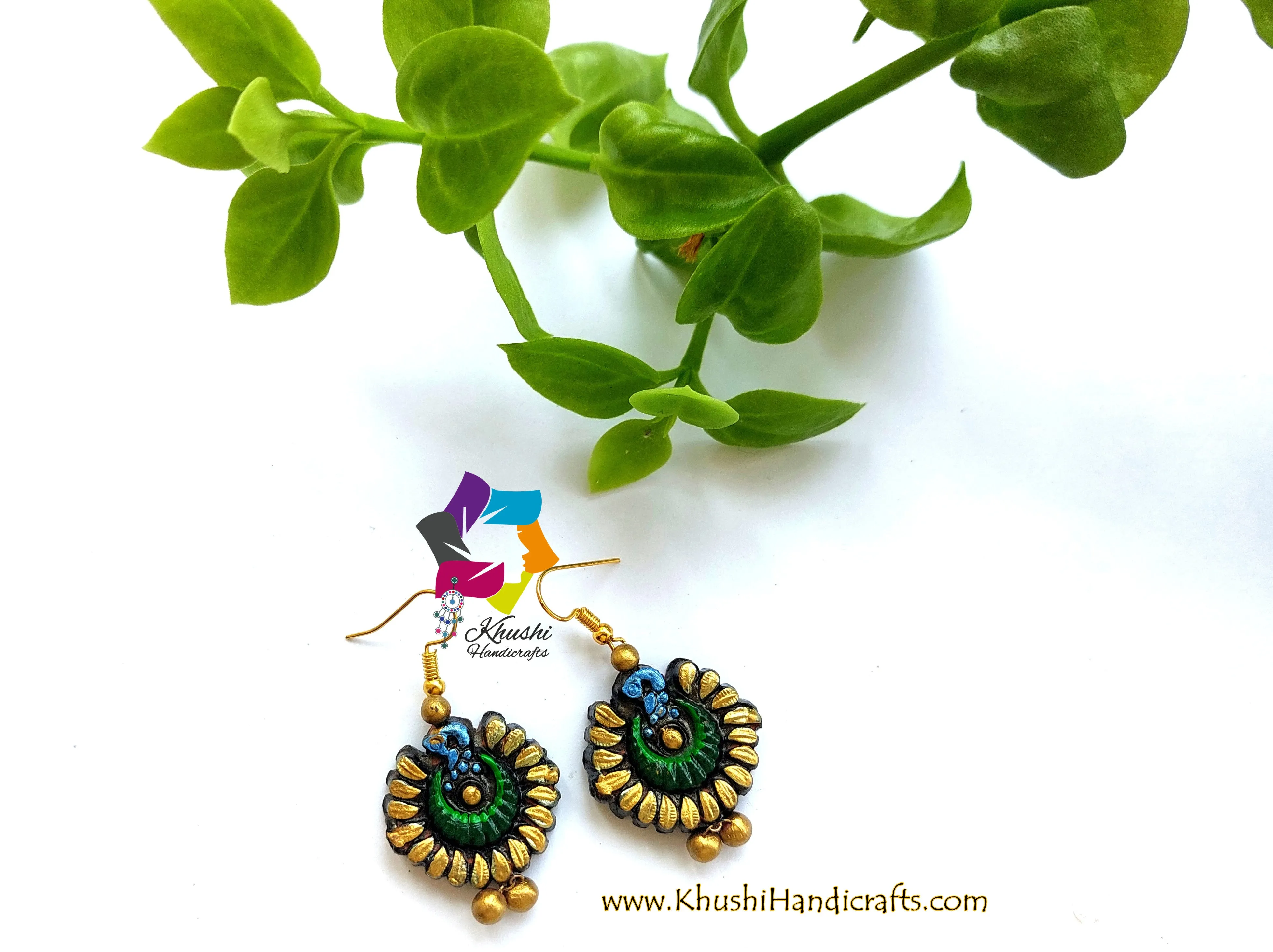 Handmade Terracotta Peacock Earrings