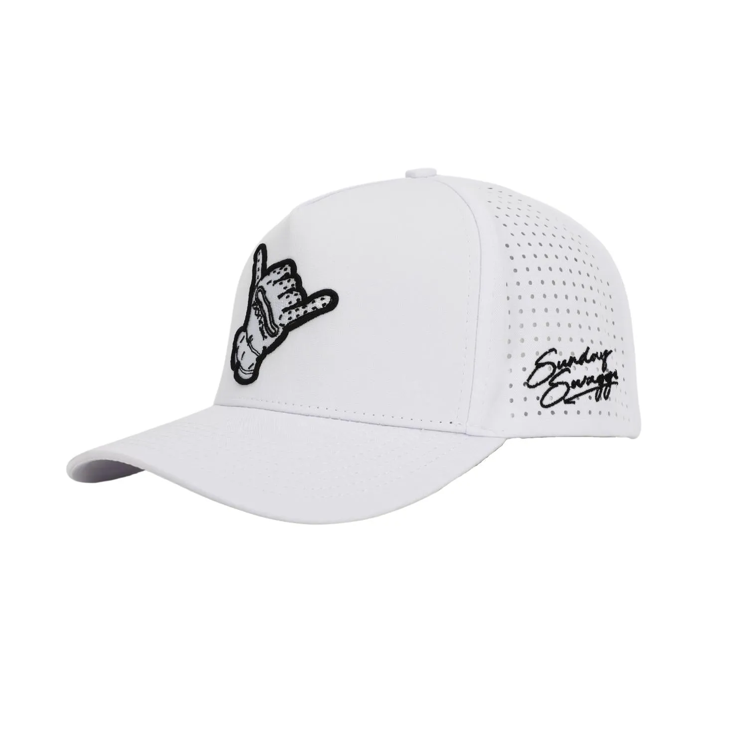 Hang Loose Snapback Hat - White