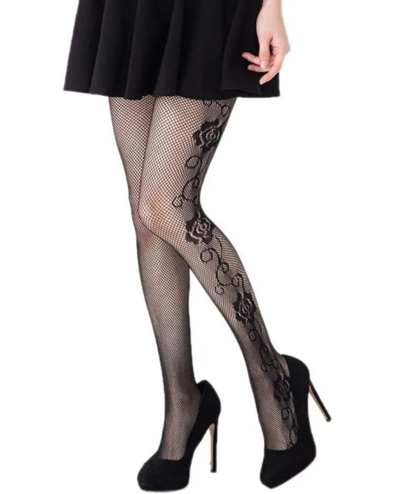 Hollow Sexy Leopard Print Fishnet Patterned Tights Black Tights