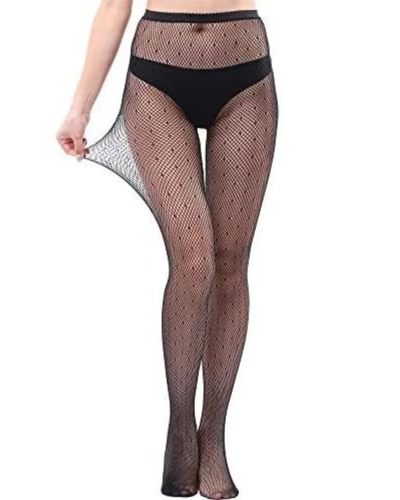 Hollow Sexy Leopard Print Fishnet Patterned Tights Black Tights