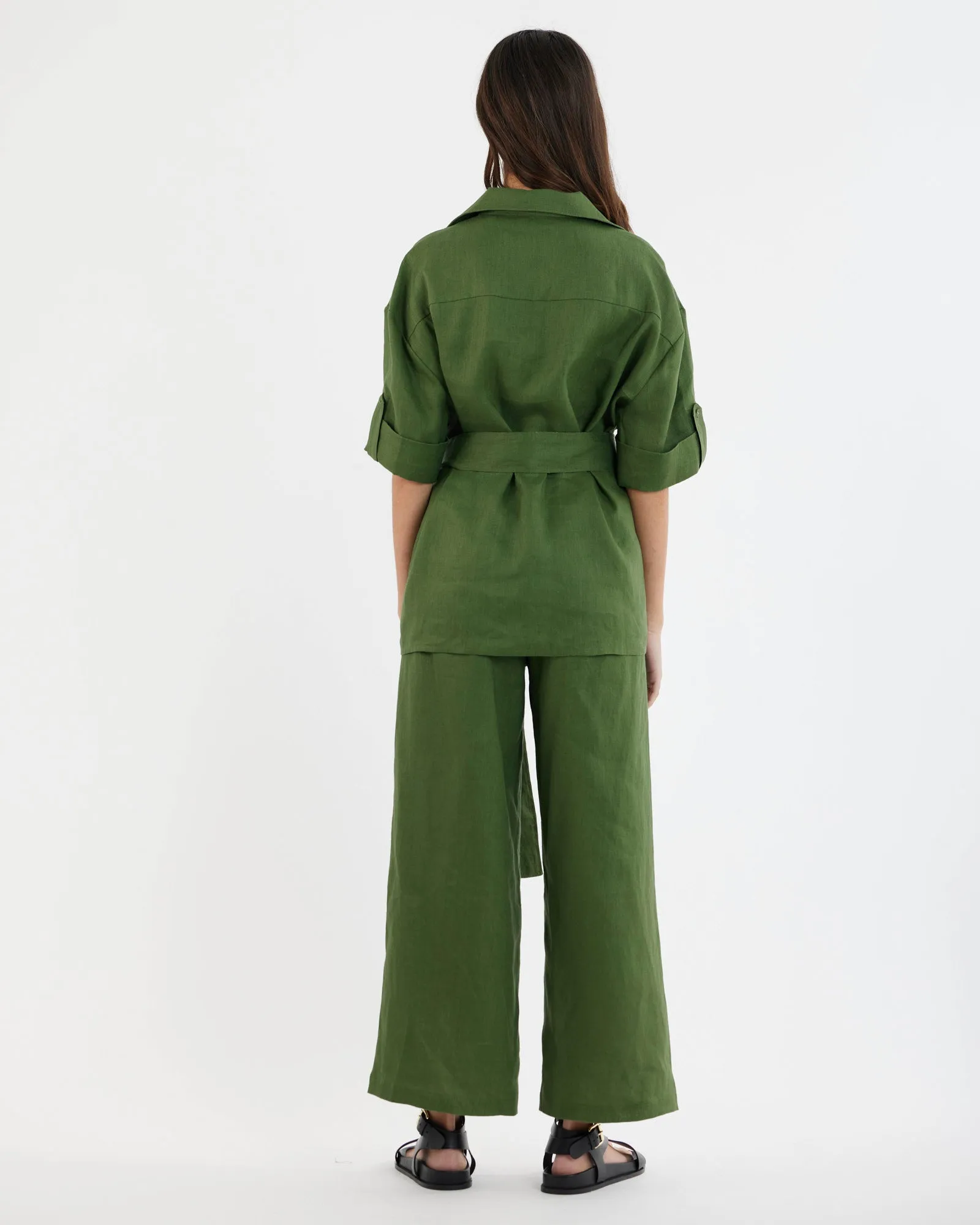 Jade Oversized Linen Shirt - Verdant