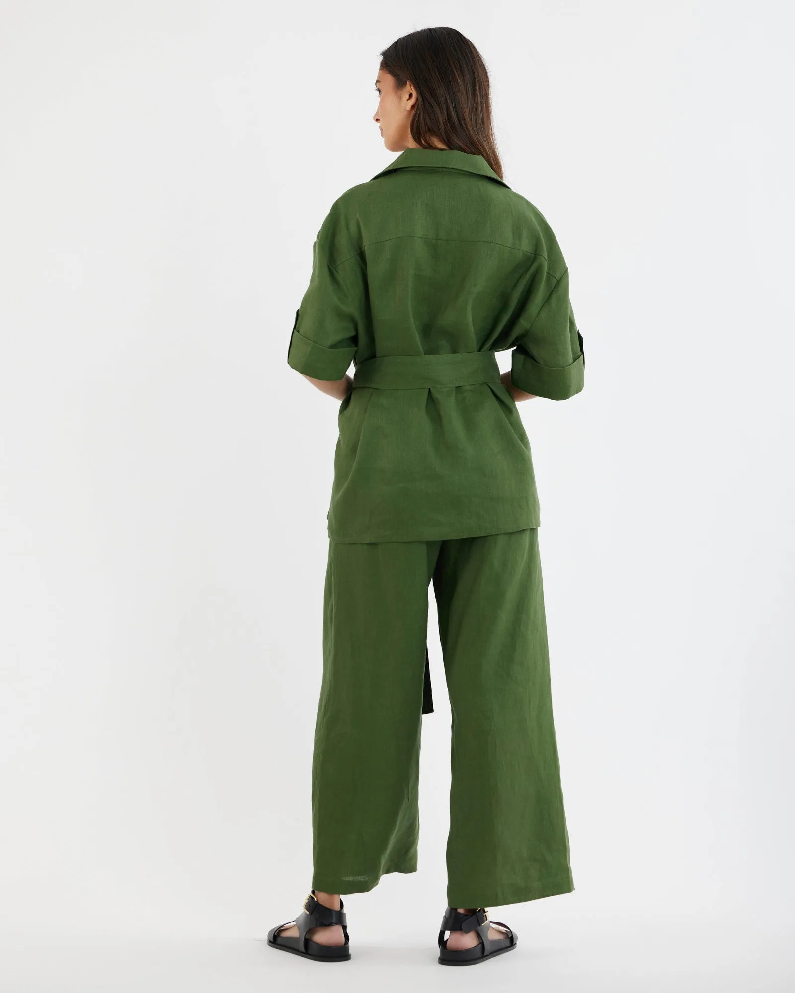 Jade Oversized Linen Shirt - Verdant