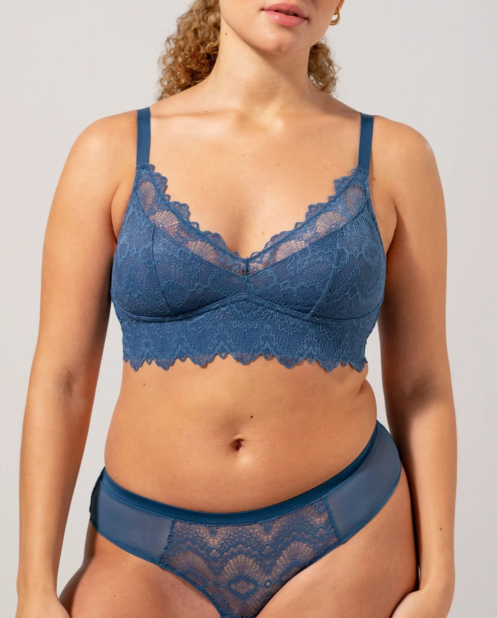 Lace Support  Bralette Faded Blue