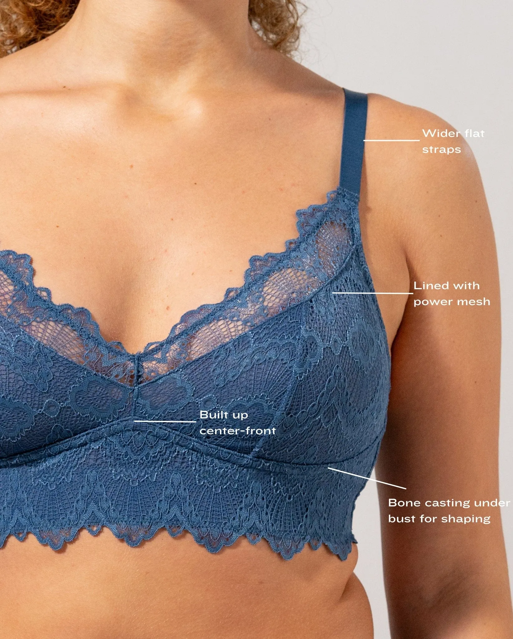 Lace Support  Bralette Faded Blue