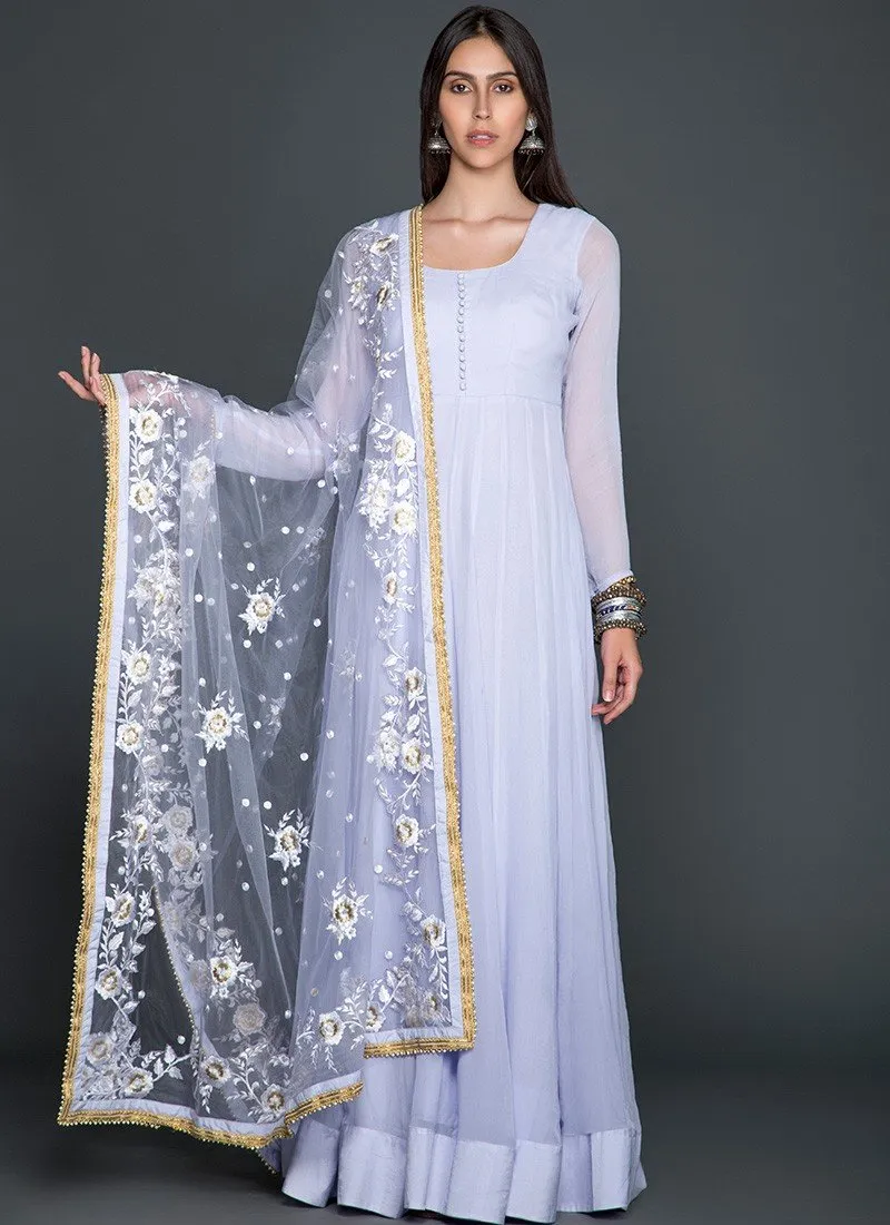 Lavendar Embroidered Dupatta Anarkali