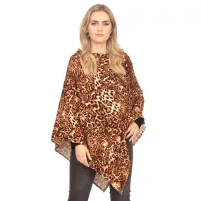 Leopard Patterned Poncho Ruana