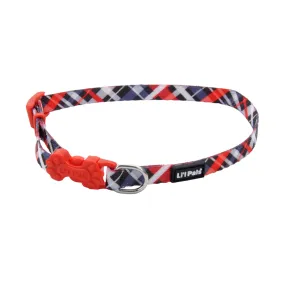 Li'l Pals Adjustable Patterned Dog Collar, Red & Grey Plaid, Petite X-Small