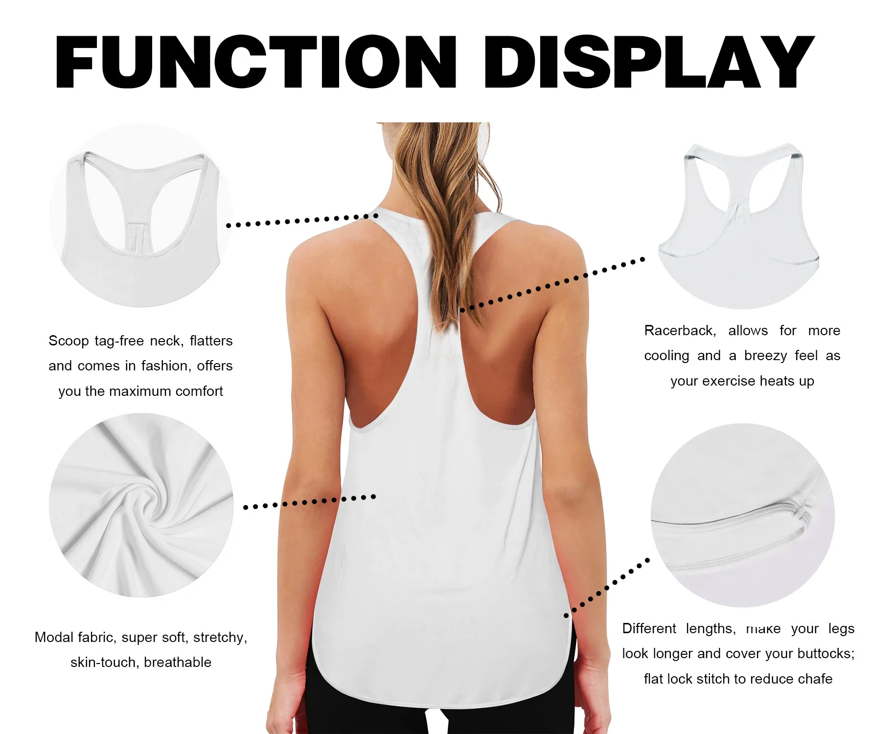 Loose Fit Racerback Tank Top white