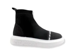 LOVE MOSCHINO Sneaker Running Sock Glitter Donna Nero JA15074G1FIZD00A